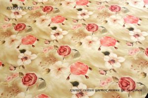 Ткань сатин цветок вишни